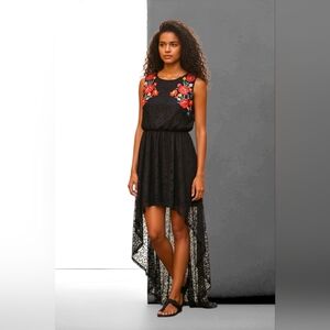 Xhilaration Black Dress with Red Floral Detail